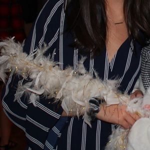 Navy long sleeved striped romper